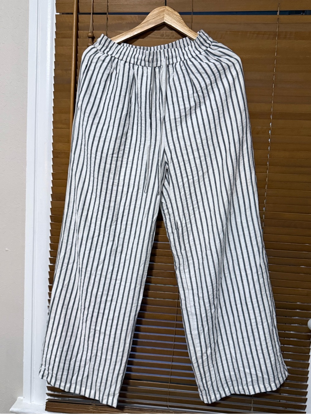 White and Black Striped Casual Pants